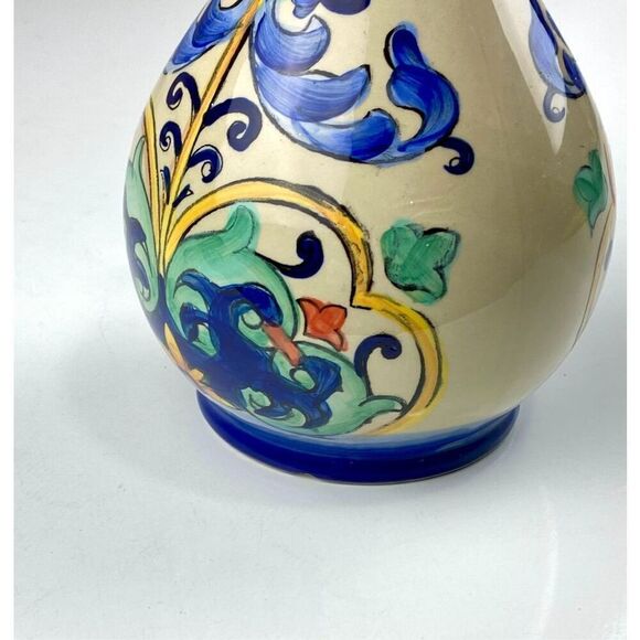 Aqua Jade Moroccan Water Pitcher Hand Painted Blue Green Orange Red Rare HTF DQ1 - Picture 3 of 10